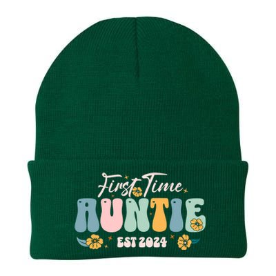 First Time Auntie Est 2024 New Aunt Pregnancy Announcement Knit Cap Winter Beanie