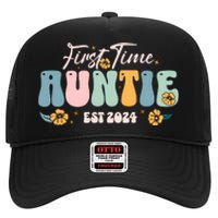 First Time Auntie Est 2024 New Aunt Pregnancy Announcement High Crown Mesh Back Trucker Hat