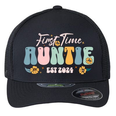 First Time Auntie Est 2024 New Aunt Pregnancy Announcement Flexfit Unipanel Trucker Cap