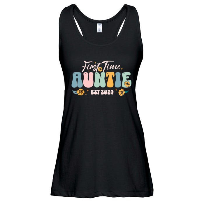 First Time Auntie Est 2024 New Aunt Pregnancy Announcement Ladies Essential Flowy Tank