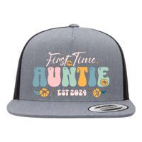 First Time Auntie Est 2024 New Aunt Pregnancy Announcement Flat Bill Trucker Hat