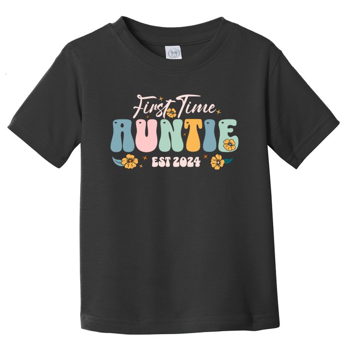 First Time Auntie Est 2024 New Aunt Pregnancy Announcement Toddler T-Shirt