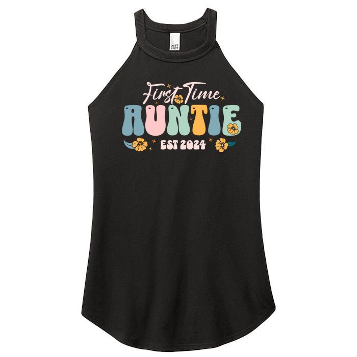 First Time Auntie Est 2024 New Aunt Pregnancy Announcement Women's Perfect Tri Rocker Tank