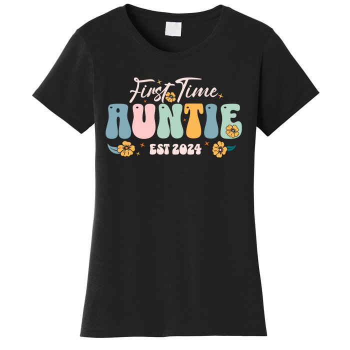 First Time Auntie Est 2024 New Aunt Pregnancy Announcement Women's T-Shirt