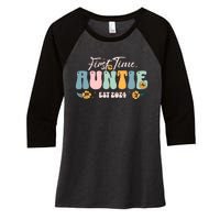 First Time Auntie Est 2024 New Aunt Pregnancy Announcement Women's Tri-Blend 3/4-Sleeve Raglan Shirt