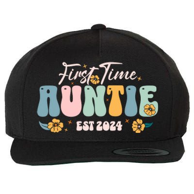 First Time Auntie Est 2024 New Aunt Pregnancy Announcement Wool Snapback Cap