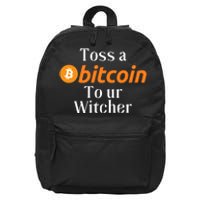 Funny Toss A Satoshi To Ur Witcher Medieval Gamer Design Funny Bitcoin Crypto 16 in Basic Backpack