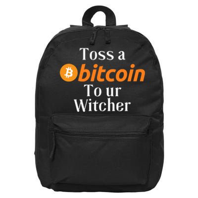 Funny Toss A Satoshi To Ur Witcher Medieval Gamer Design Funny Bitcoin Crypto 16 in Basic Backpack