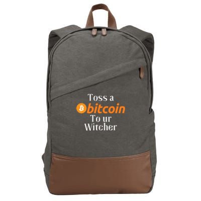 Funny Toss A Satoshi To Ur Witcher Medieval Gamer Design Funny Bitcoin Crypto Cotton Canvas Backpack