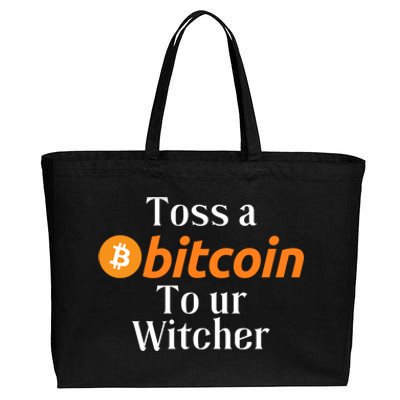 Funny Toss A Satoshi To Ur Witcher Medieval Gamer Design Funny Bitcoin Crypto Cotton Canvas Jumbo Tote