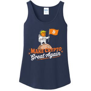 Funny Trump Astronaut Make Crypto Great To Moon Bitcoin Ladies Essential Tank