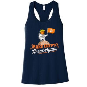 Funny Trump Astronaut Make Crypto Great To Moon Bitcoin Women's Racerback Tank