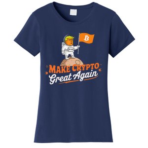 Funny Trump Astronaut Make Crypto Great To Moon Bitcoin Women's T-Shirt