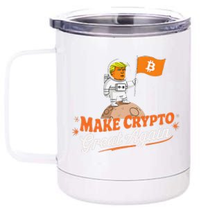 Funny Trump Astronaut Make Crypto Great To Moon Bitcoin 12 oz Stainless Steel Tumbler Cup