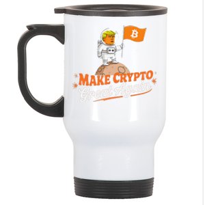 Funny Trump Astronaut Make Crypto Great To Moon Bitcoin Stainless Steel Travel Mug