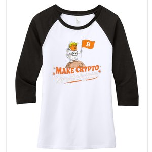 Funny Trump Astronaut Make Crypto Great To Moon Bitcoin Women's Tri-Blend 3/4-Sleeve Raglan Shirt