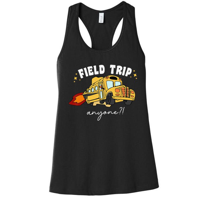 Field Trip Anyone Field Day Teacher Student School Funny Bus Women's Racerback Tank