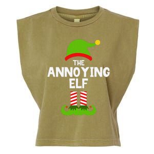 Funny The Annoying Elf Christmas Family Party Pajama Garment-Dyed Women's Muscle Tee