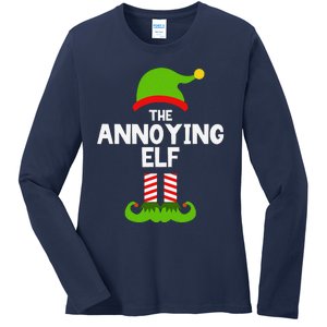 Funny The Annoying Elf Christmas Family Party Pajama Ladies Long Sleeve Shirt