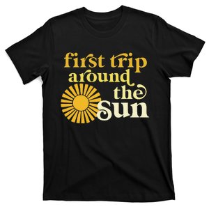 First Trip Around The Sun Birthday Boho Retro Groovy Baby T-Shirt