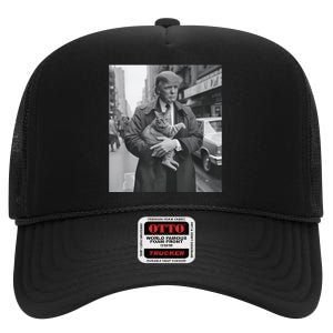 Funny Trump And Cat Funny Political High Crown Mesh Back Trucker Hat