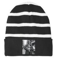 Funny Trump And Cat Funny Political Striped Beanie with Solid Band