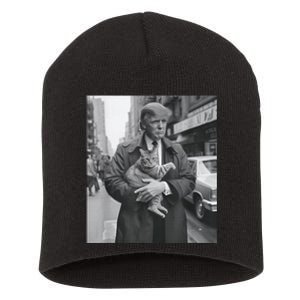 Funny Trump And Cat Funny Political Short Acrylic Beanie