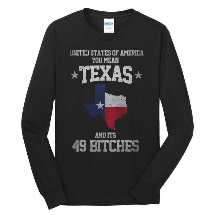 Funny Texas And Its 49 States USA Texan Vintage Texas Pride Tall Long Sleeve T-Shirt