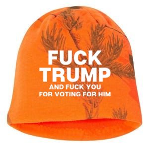 Fuck Trump And Fuck You For Voting For Him Kati - Camo Knit Beanie