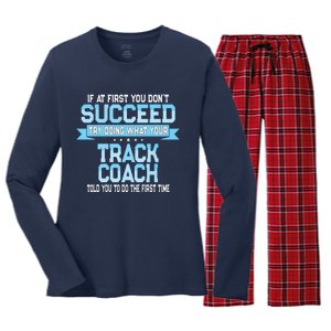 Fun Track And Field Coach Gift Funny Track Saying Women's Long Sleeve Flannel Pajama Set 