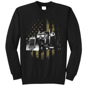 Funny Trucker American Flag Big Rig Semi-Trailer Truck Driver Gift Sweatshirt