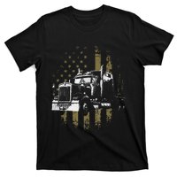 Funny Trucker American Flag Big Rig Semi-Trailer Truck Driver Gift T-Shirt