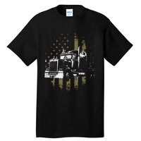 Funny Trucker American Flag Big Rig Semi-Trailer Truck Driver Gift Tall T-Shirt