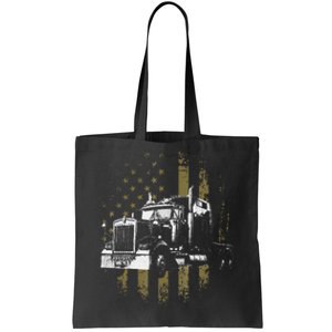 Funny Trucker American Flag Big Rig Semi-Trailer Truck Driver Gift Tote Bag