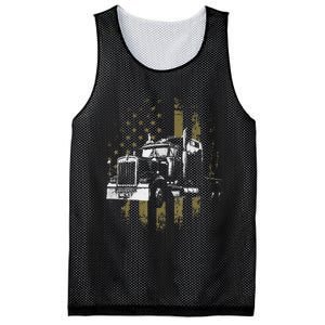 Funny Trucker American Flag Big Rig Semi-Trailer Truck Driver Gift Mesh Reversible Basketball Jersey Tank