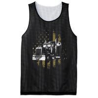 Funny Trucker American Flag Big Rig Semi-Trailer Truck Driver Gift Mesh Reversible Basketball Jersey Tank