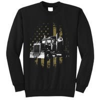 Funny Trucker American Flag Big Rig Semi-Trailer Truck Driver Gift Tall Sweatshirt