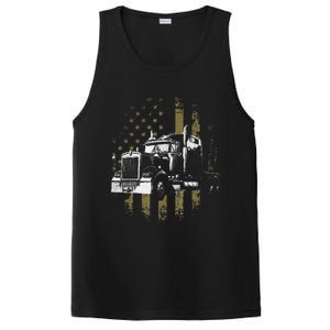 Funny Trucker American Flag Big Rig Semi-Trailer Truck Driver Gift PosiCharge Competitor Tank