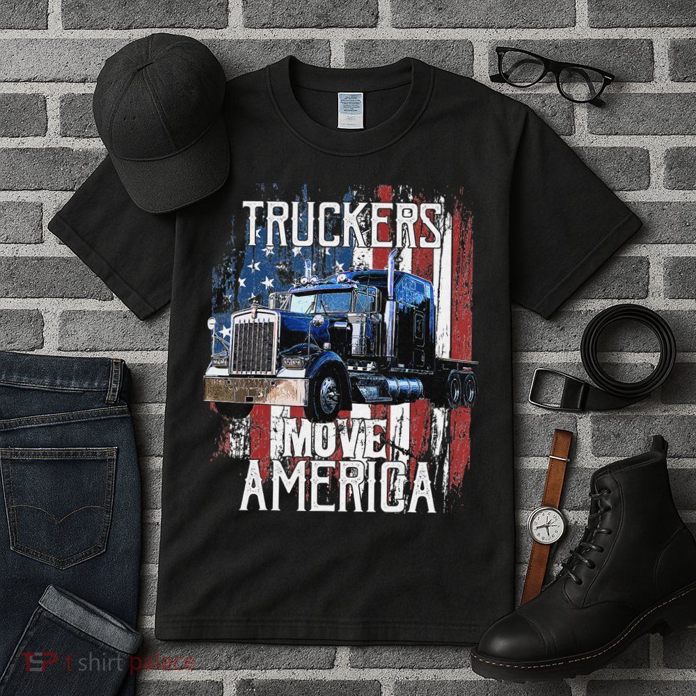 Funny Trucker American Flag Truck Driver Shirt Truck Driver Gift Tall T-Shirt