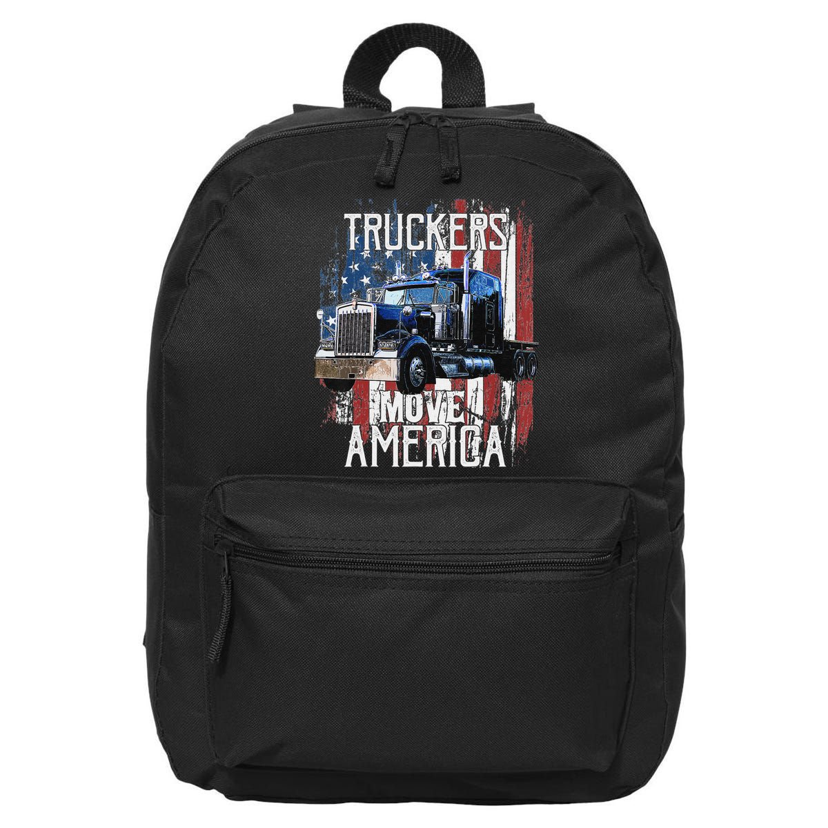 Funny Trucker American Flag Truck Driver Shirt Truck Driver Gift 16 in Basic Backpack