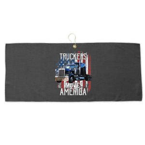 Funny Trucker American Flag Truck Driver Shirt Truck Driver Gift Large Microfiber Waffle Golf Towel