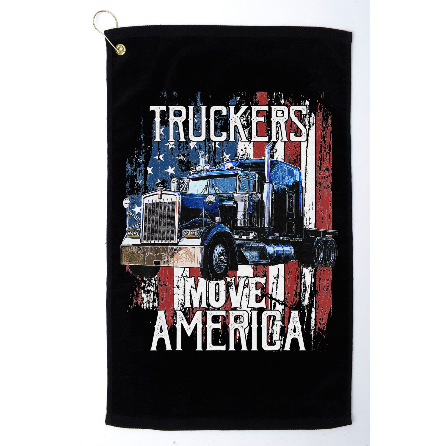 Funny Trucker American Flag Truck Driver Shirt Truck Driver Gift Golf Towel