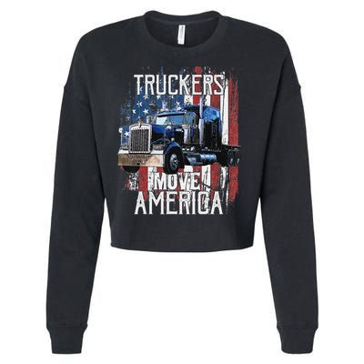 Funny Trucker American Flag Truck Driver Shirt Truck Driver Gift Cropped Pullover Crew