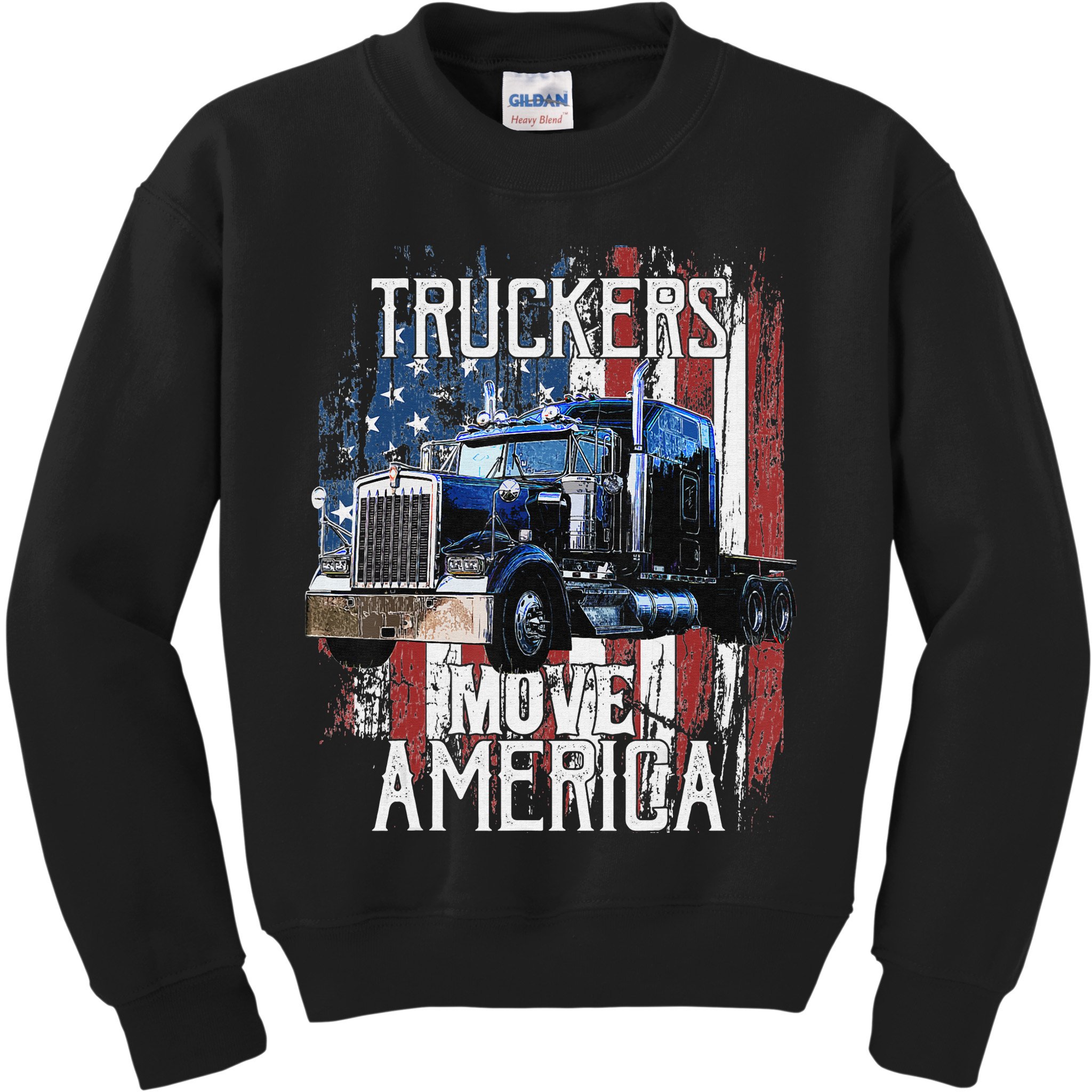 Funny Trucker American Flag Truck Driver Shirt Truck Driver Gift Kids Sweatshirt