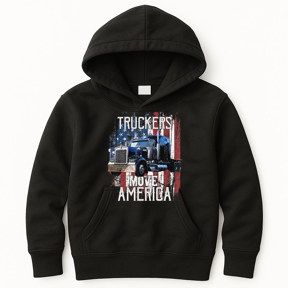 Funny Trucker American Flag Truck Driver Shirt Truck Driver Gift Kids Hoodie