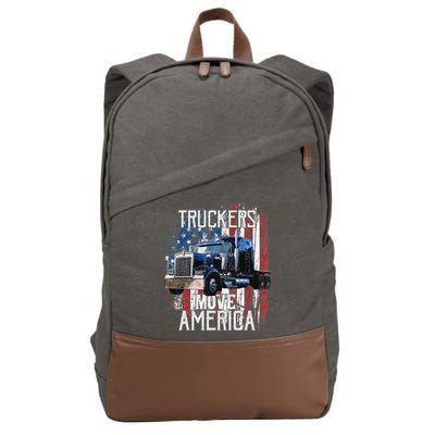 Funny Trucker American Flag Truck Driver Shirt Truck Driver Gift Cotton Canvas Backpack