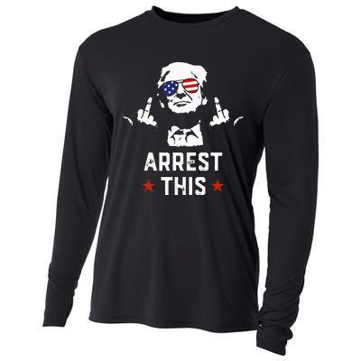 Funny Trump Arrest This Donald Trump Middle Finger President Cooling Performance Long Sleeve Crew