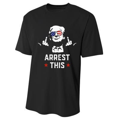 Funny Trump Arrest This Donald Trump Middle Finger President Performance Sprint T-Shirt