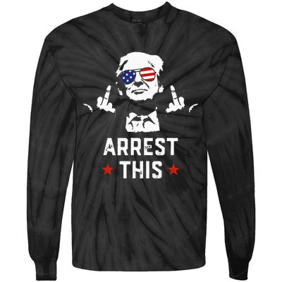 Funny Trump Arrest This Donald Trump Middle Finger President Tie-Dye Long Sleeve Shirt