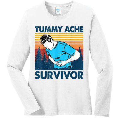 Funny Tummy Ache Survivor ShirtTummy Ache Survivor Design Ladies Long Sleeve Shirt